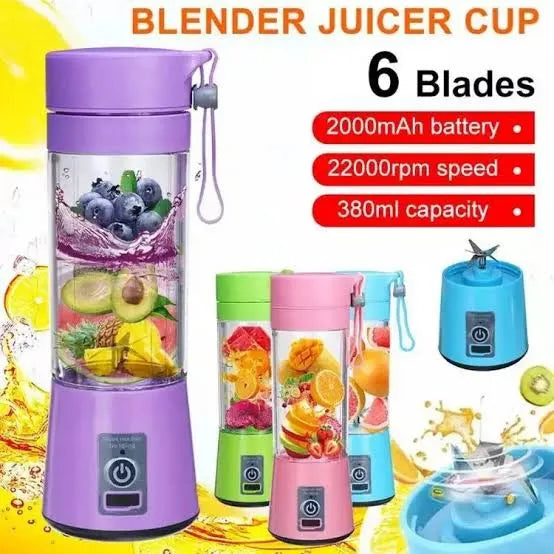 USB Rechargeable Mini Portable Electric Blender 6-Blade Juicer & Smoothie Maker