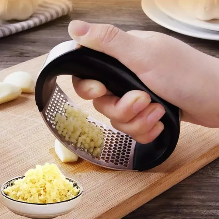 Manual Garlic Press Rocker with Handle Stainless Steel Garlic Crusher Squeezer