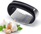 Manual Garlic Press Rocker with Handle Stainless Steel Garlic Crusher Squeezer