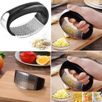 Manual Garlic Press Rocker with Handle Stainless Steel Garlic Crusher Squeezer
