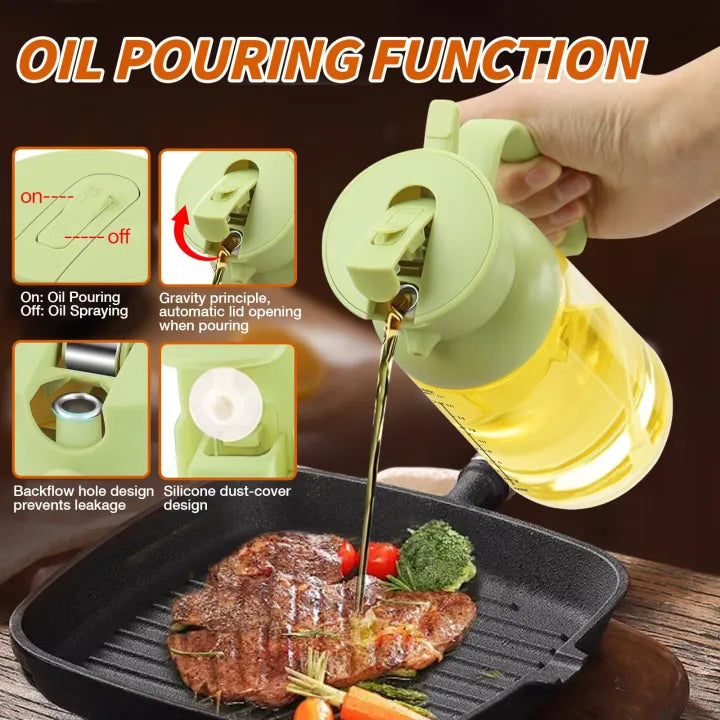 2-in-1 Oil Sprayer Bottle for Kitchen Mist Spray & Pour Dispenser